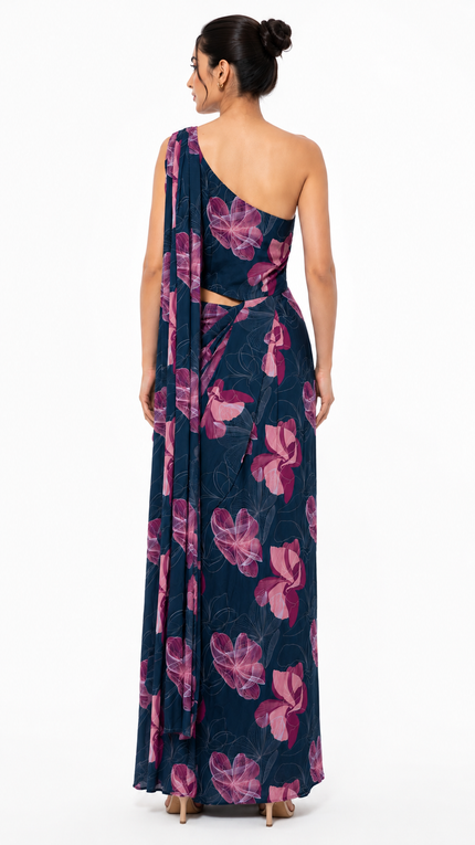 One Shoulder Cut Out Saree